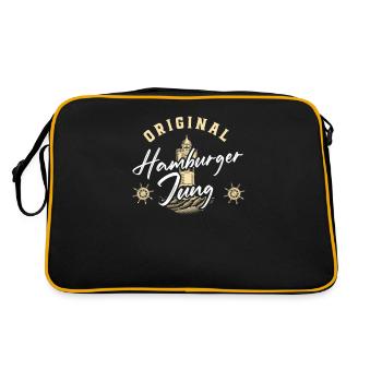 Geschenkidee Hamburger Jung - Retro Tasche - Schwarz/Gold - Hinten