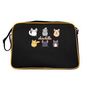 Niedliche Chinchilla Familie - Chinchilla Besitzer - Retro Tasche - Schwarz/Gold - Hinten