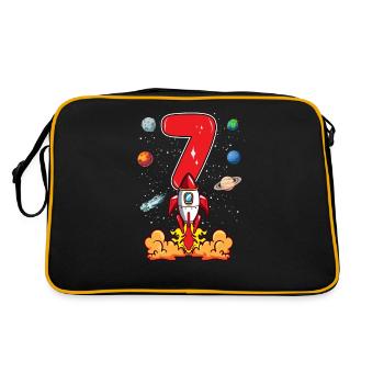 Rocket Astronaut 7 Year 7th Birthday Space - Retro Bag - black/gold - Back