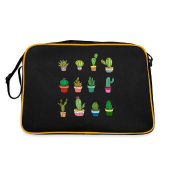 Mignon cactus Cueillé Kawaii Sukculenten - Sac Retro - noir/or - Dos