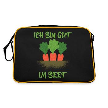 Ich bin gut im Beet - Garten Gärtner Hobbygärtner - Retro Tasche - Schwarz/Gold - Hinten
