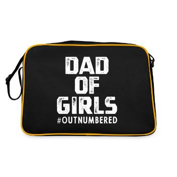 Dad of Girls #Outnumbered - Fathers Day Gift - Retro Tasche - Schwarz/Gold - Hinten