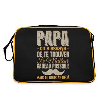 Papa Meilleur Cadeau Fête Des Pères Humour - Sac Retro - noir/or - Dos