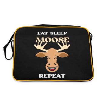 Elch Elche Hirsch Rentier Waldtier geschenk - Retro Tasche - Schwarz/Gold - Hinten
