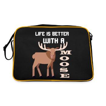 Elch Elche Hirsch Rentier Waldtier geschenk - Retro Tasche - Schwarz/Gold - Hinten