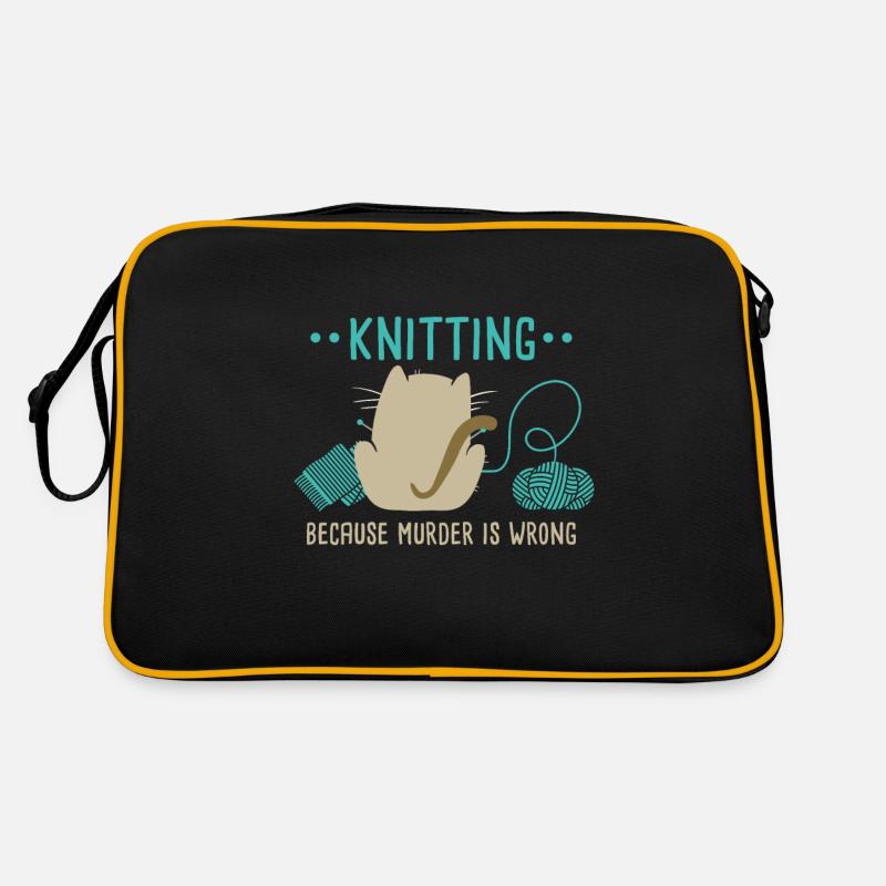Knitting Because Murder Is Wrong Knitting Lover Retro Tasche