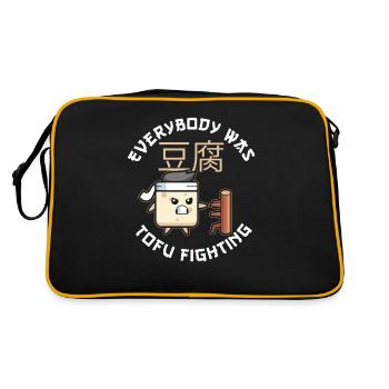 Tofu Kämpfen Lustig Vegan Umwelt Vegane Liebe - Retro Tasche - Schwarz/Gold - Hinten