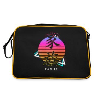 Japonais Symbole Japonais Famille Kanji Cadeau - Sac Retro - noir/or - Dos
