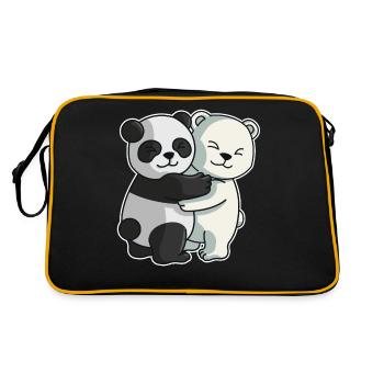 Panda Eisbär Liebe niedliche Tiere knuddeln - Retro Tasche - Schwarz/Gold - Hinten