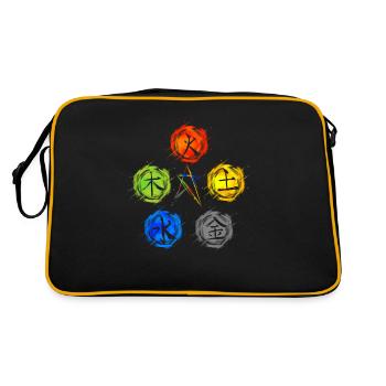 Qigong 5 Éléments Chakra Spirituel Zen Tai Chi - Sac Retro - noir/or - Dos