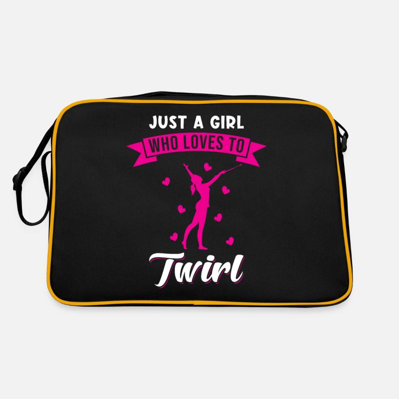 Baton Twirling Spruch Sport Twirl - Retro Tasche - Schwarz/Gold