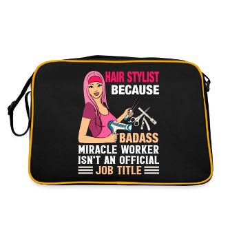 Frisör Barbier Haarschneiden Frisuren mit Spruch - Retro Tasche - Schwarz/Gold - Hinten