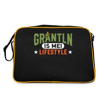 Oberbayern Grantln Grantler Geschenk - Retro Tasche - Schwarz/Gold - Hinten