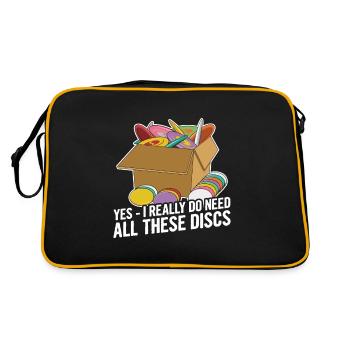 Discgolf Spruch für einen Discgolf Spieler - Retro Tasche - Schwarz/Gold - Hinten
