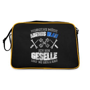 Morgens Müde Abends Blau bin Geselle und geile Sau - Retro Tasche - Schwarz/Gold - Hinten