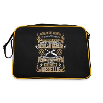 Geselle - Neugierig Geschickt Schlau - Retro Tasche - Schwarz/Gold - Hinten