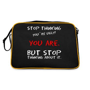 Meme saying self-confidence ugly beauty - Retro Bag - black/gold - Back