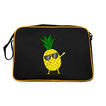 Dabbing yellow pineapple dab funny dancing fruit - Retro Bag - black/gold - Back