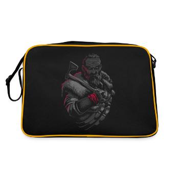 Wikinger Krieger mit Axt - Retro Tasche - Schwarz/Gold - Hinten