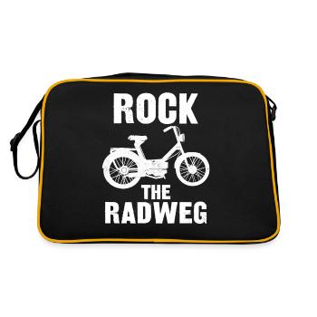 Mofafahrer Mofafahren Mofa Mokick Moped - Retro Tasche - Schwarz/Gold - Hinten
