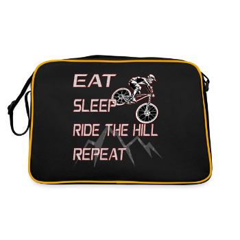 Downhill Mountainbike Freeride MTB Biker Eat Sleep - Retro Tasche - Schwarz/Gold - Hinten
