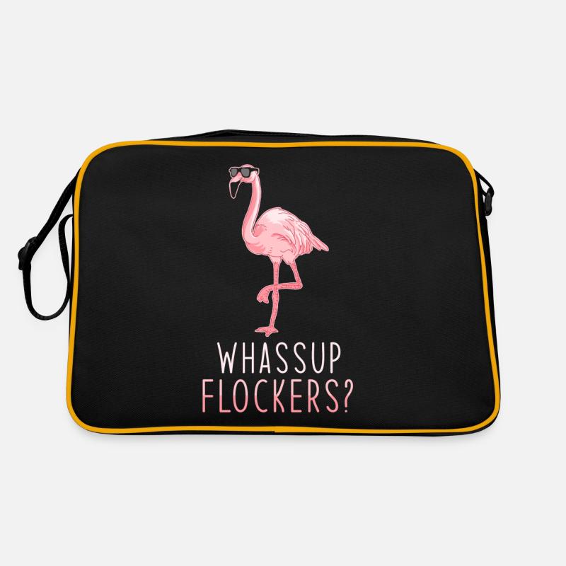 Flamingo - Retro Tasche - Schwarz/Gold