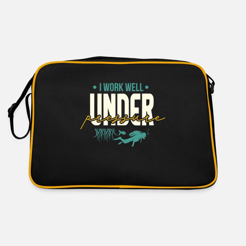 I Work Well Under Pressure Scuba Diving - Sac Retro - noir/or