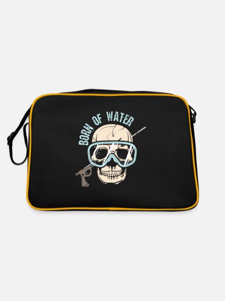 Speargun Spearfishing Skull Freediver - Retro Tasche - Schwarz/Gold - Hinten