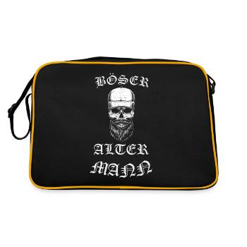 Böser alter Mann, Tshirt, böse, Herren - Retro Tasche - Schwarz/Gold - Hinten