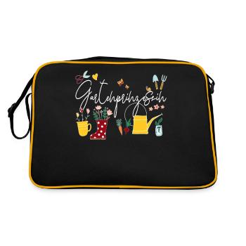 Kleingarten Anfänger Gartenprinzessin Gemüse - Retro Tasche - Schwarz/Gold - Hinten