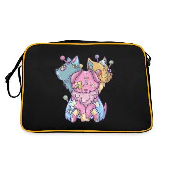 Kawaii Pastel Goth Voodoo Doll Cute Creepy 3 - Retro Tasche - Schwarz/Gold - Hinten