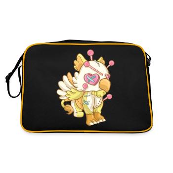 Kawaii Pastel Goth Voodoo Doll Cute Creepy Griffin - Retro Tasche - Schwarz/Gold - Hinten