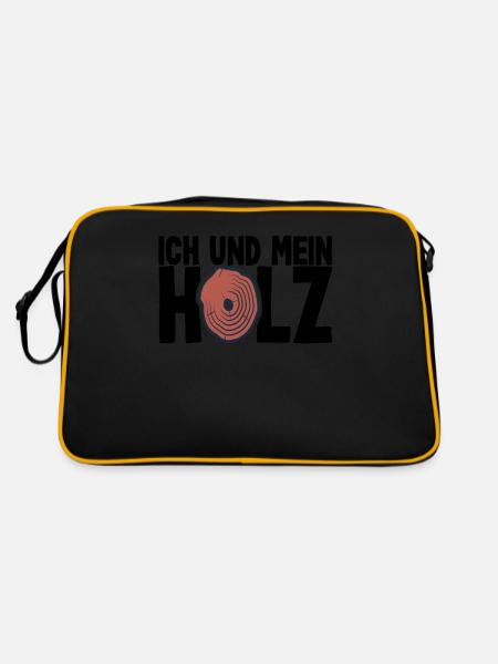 Handwerker Holzfäller Forstwirt Forstarbeiter - Retro Tasche - Schwarz/Gold - Hinten