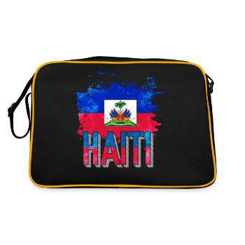 Haïti vacances drapeau Haïti - Sac Retro - noir/or - Dos