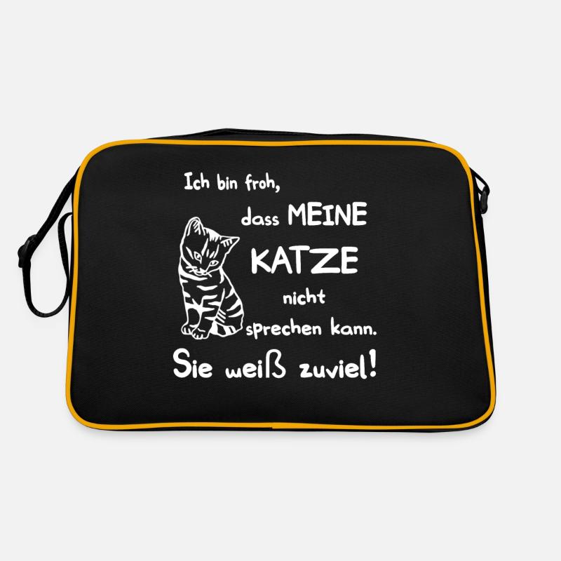 Froh dass meine Katze nicht sprechen kann. Katzen Retro Tasche