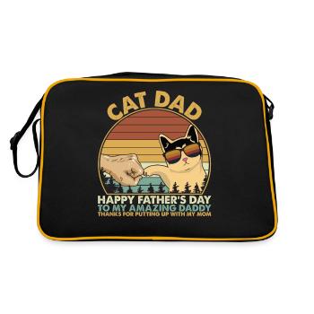 Cat Dad Fist Bump Vintage Fathers Day - Sac Retro - noir/or - Dos