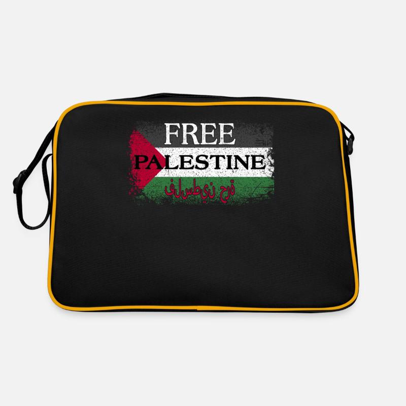 Free Palestine Support Palestine Libre drapeau - Sac Retro - noir/or