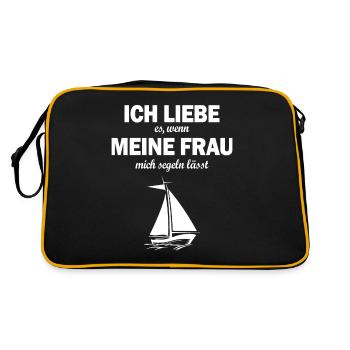 Ich liebe meine frau Segeln Boot Segler Segelboot - Retro Tasche - Schwarz/Gold - Hinten