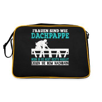 Dachdecker Dachdecken Dachspengler Dach Geschenk - Retro Tasche - Schwarz/Gold - Hinten