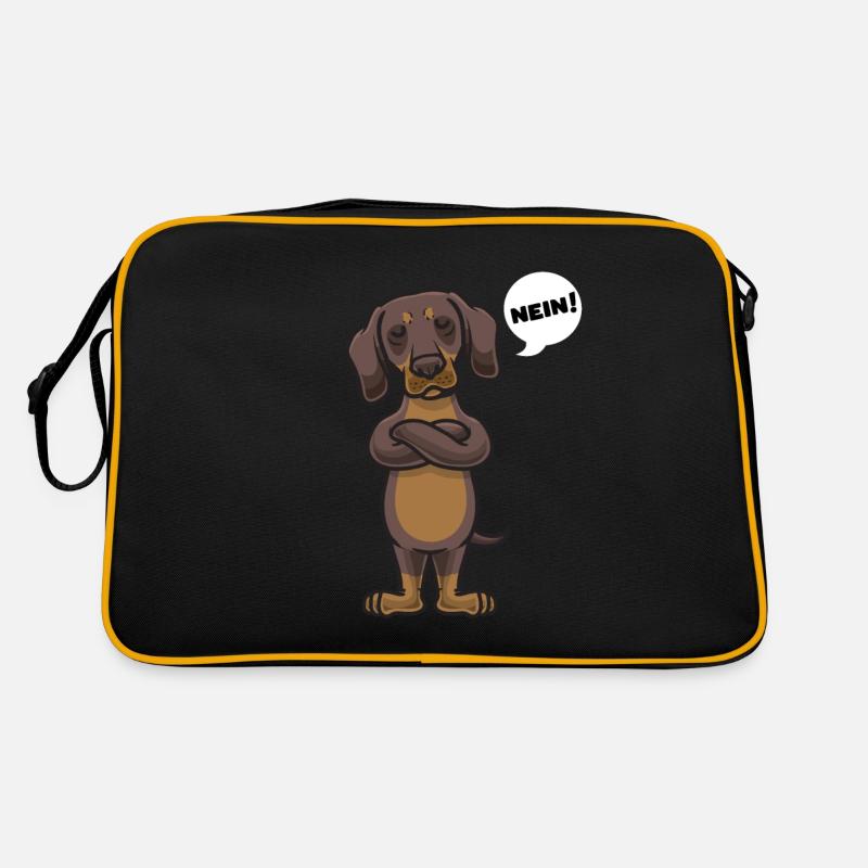 Sturer Dackel Hund lustig Teckel Hundebesitzer - Retro Tasche - Schwarz/Gold