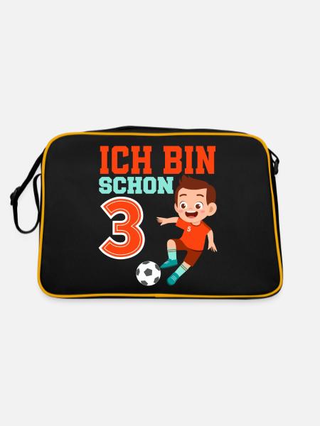3. Geburtstag 3 Jahre Fußball Fußballspieler - Retro Tasche - Schwarz/Gold
