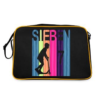 Kinder 7 Geburtstag Retro Roller Scooter Mädchen - Retro Tasche - Schwarz/Gold - Hinten