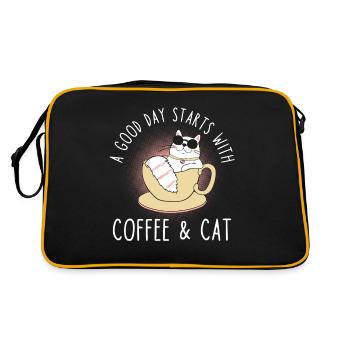 Kaffee Katze Spruch - Sac Retro - noir/or - Dos