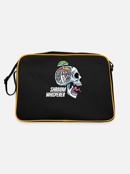 Pilze Pilzsammler Schwammerl Pilzsucher Sammler - Retro Tasche - Schwarz/Gold - Hinten