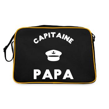 Capitaine Papa Fetes Des Pères Papa Marin Bateau - Sac Retro - noir/or - Dos
