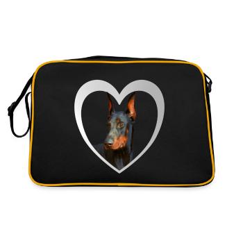 Doberman - Doberman Dog - Retro Bag - black/gold - Back
