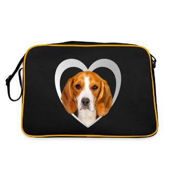 I Love My Beagle - HerzDesign - Beagle - Sac Retro - noir/or - Dos
