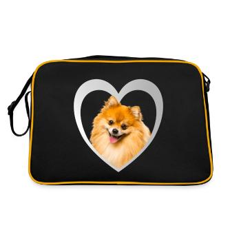 I Love my Nain - Chien coeur - Pitz nain - Sac Retro - noir/or - Dos