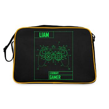 Liam Name Gift Personalized Legendary - Retro Bag - black/gold - Back