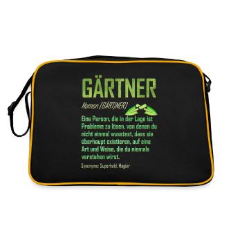 Gärtner Lustige Definition - Garten & Gartenarbeit - Retro Tasche - Schwarz/Gold - Hinten